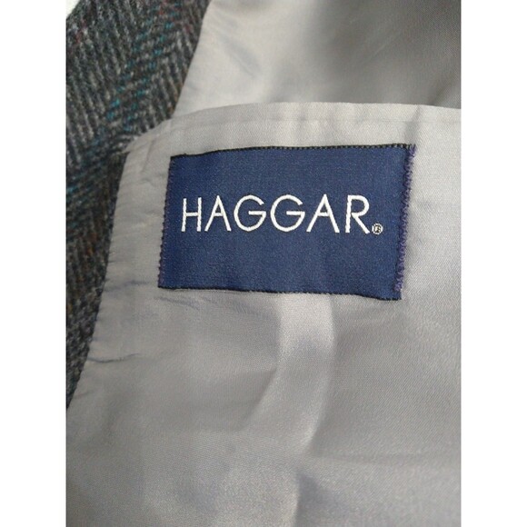 VTG Haggar Blazer 46L Wool Herringbone Tweed Elbow Patch Sport Coat Made in USA - Picture 11 of 16